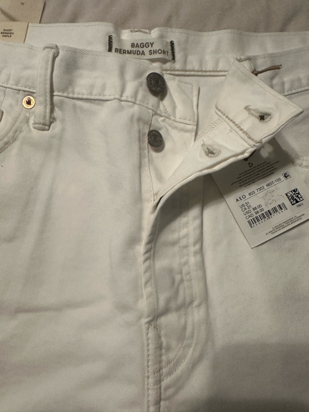 American Eagle Outfitters White Baggy Bermuda Shorts